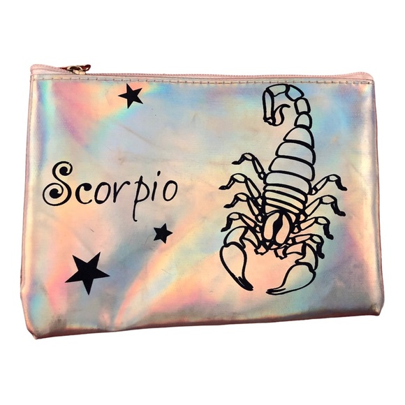 2 silver reflective Scorpion & Cancer‎ horoscope cosmetic beauty makeup bags new - Picture 2 of 6
